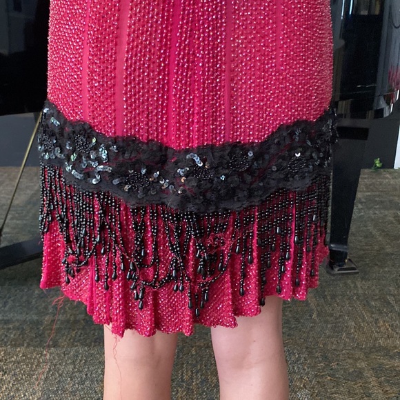 Custom made costume for a show. Flapper Dress. red with black accents. - Picture 3 of 8